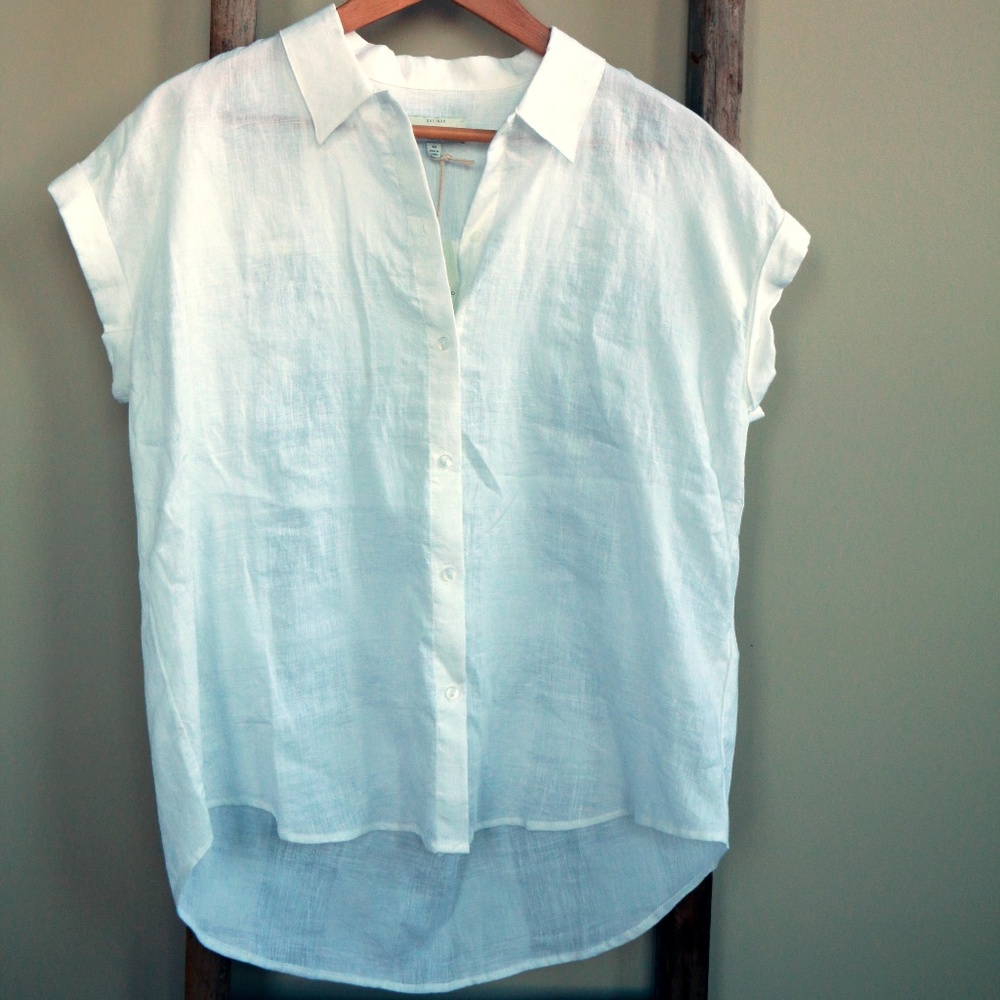 Lucky Brand white linen short sleeve top